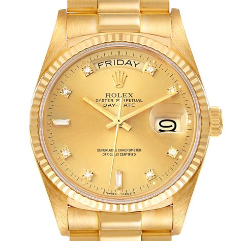 rolex presidential day-date 18k yellow gold watch|Rolex presidential 18k solid gold.